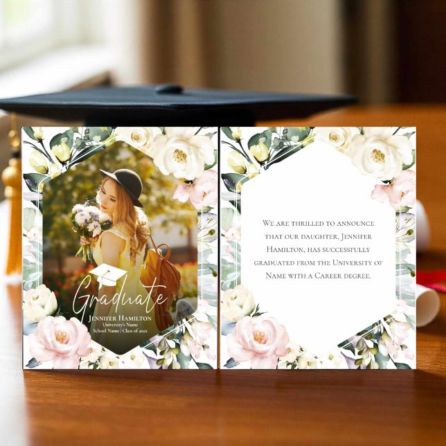 Boho Floral Frame Photo Graduation Announcement (Creator Uploaded)