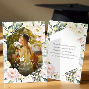 Boho Floral Frame Photo Pharmacy School Graduation Announcement
