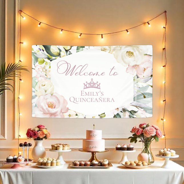 Boho  Floral Frame Quinceañera Welcome Banner (Creator Uploaded)