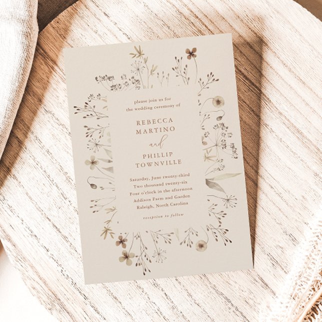 Boho Floral Frame Wildflower Wedding Invitation (Creator Uploaded)
