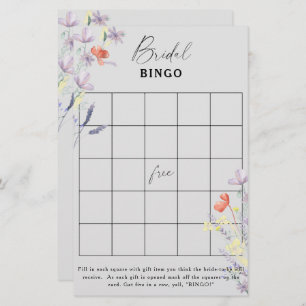 Boho Floral garden bridal shower bingo game