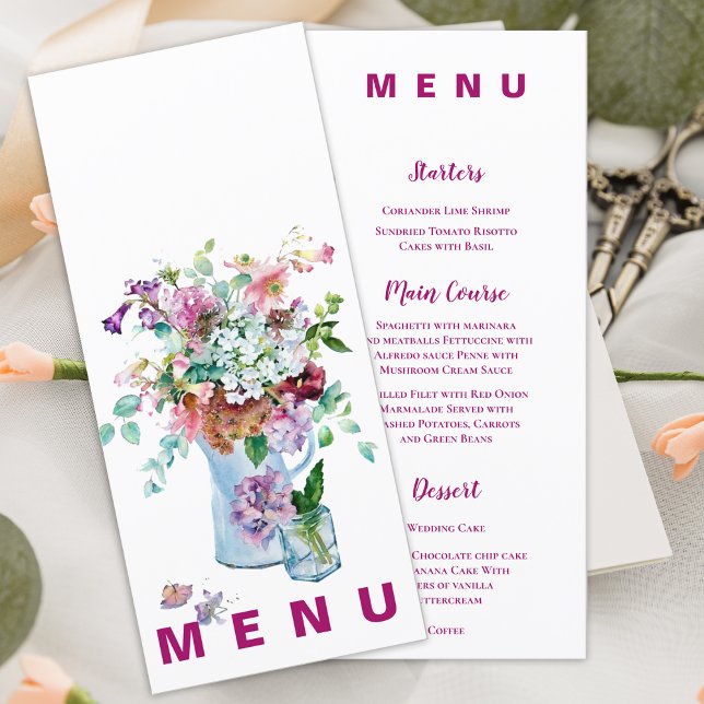  Boho Floral Garden Wedding Reception Dinner Menu (Boho Floral Garden Wedding Reception Dinner Menu)