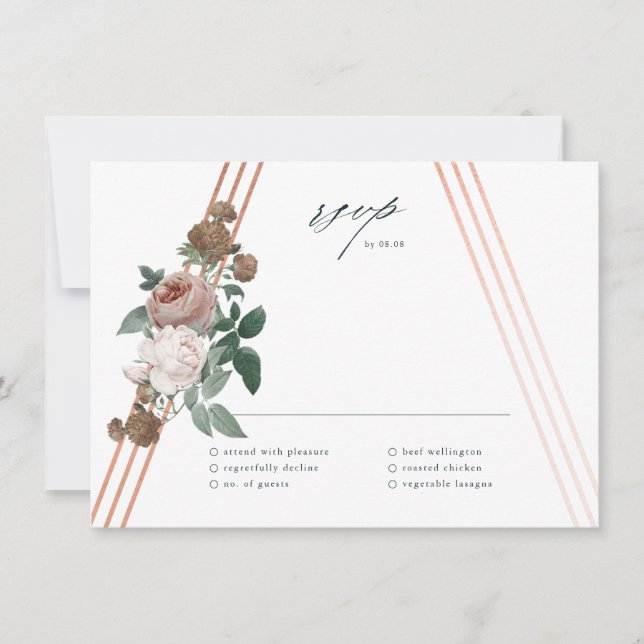 Boho Floral Geometric Wedding RSVP Card (Front)