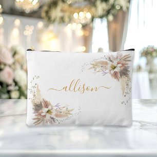 Boho, floral, Gift Name Accessory Pouch