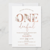 Boho Floral Girls Onederful 1st Birthday