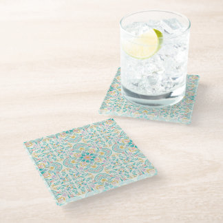 Boho Floral  Glass Coaster
