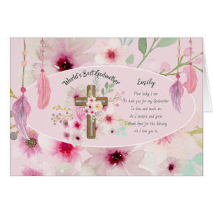 Boho Floral GODMOTHER Card POEM Personalised