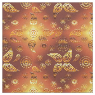 Boho floral Gradient Orange Fabric