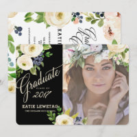 BOHO FLORAL GRADUATION ANNOUNCEMENT, PARTY INVITE