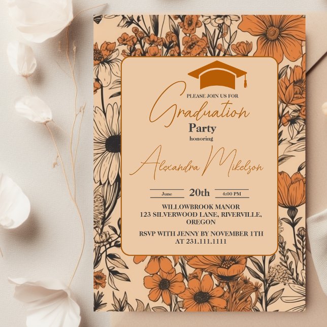 Boho Floral Graduation Invitation (Creator Uploaded)