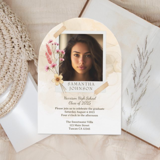 Boho Floral Graduation Party Invitation (Creator Uploaded)
