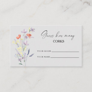 Boho Floral guess how many corks bridal game Enclosure Card