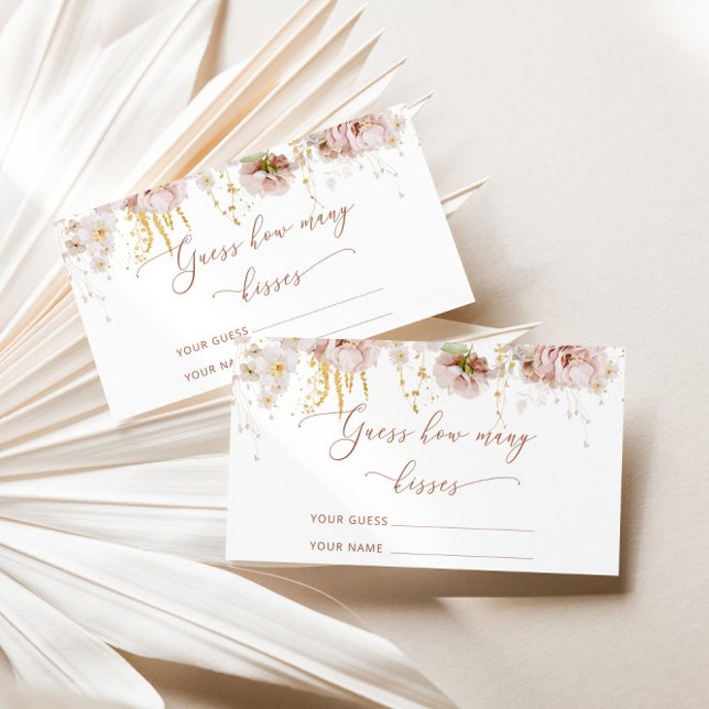 Boho floral guess how many kisses bridal game enclosure card (Creator Uploaded)