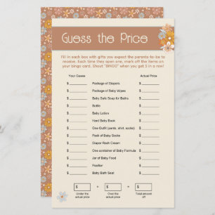 Boho Floral Guess the Price Baby Shower Game