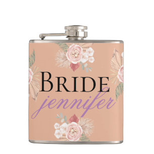 Boho Floral Heart - Caramel Hip Flask