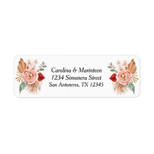 Boho Floral Heart White Return Address Label