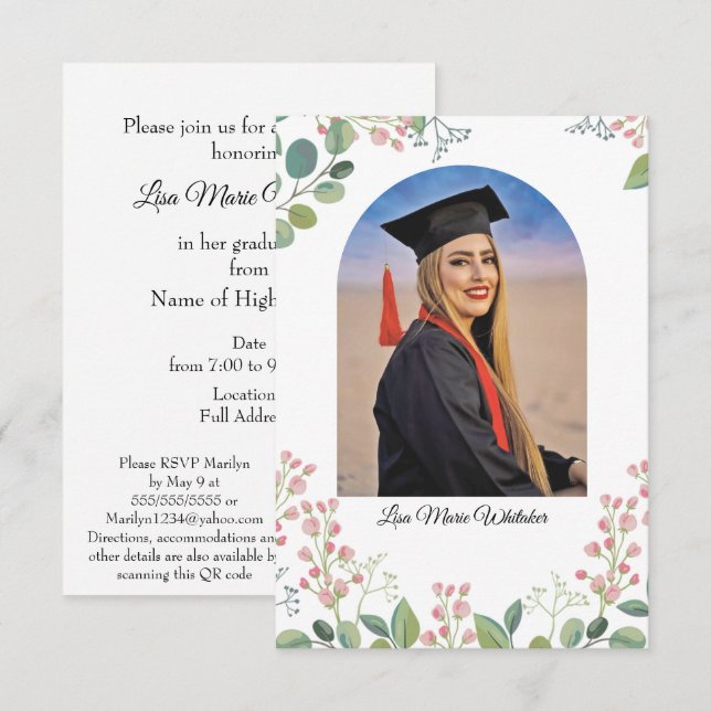 Boho Floral High School Graduation Party  (Front/Back)