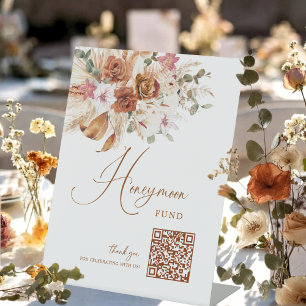 Boho Floral Honeymoon Fund Wedding Decor Sign 