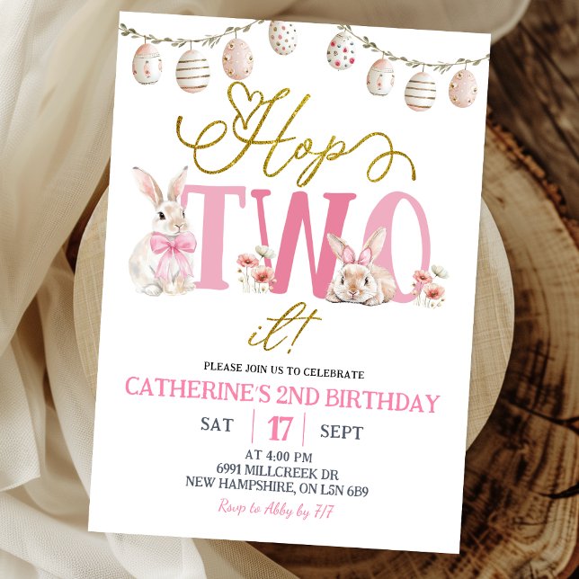 Boho Floral Hop Two It Birthday Invitation (Creator Uploaded)