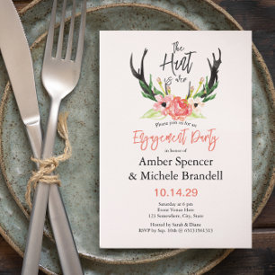 ©Boho Floral Hunt is Over Engagement Party Invitation