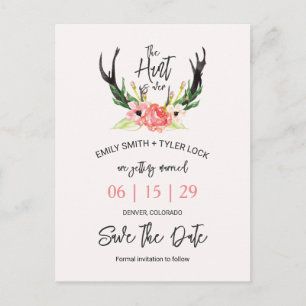 ©Boho Floral Hunt is Over Save The Date Announcement Postcard