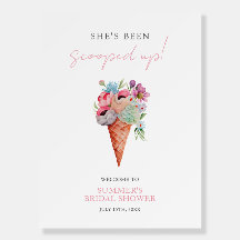 Boho Floral Ice Cream Bridal Shower Welcome Sign