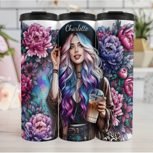 Boho Floral Iced Coffee Dream Thermal Tumbler
