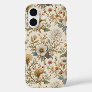 Boho Floral in Beige iPhone 16 Case