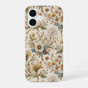 Boho Floral in Beige iPhone 16 Case