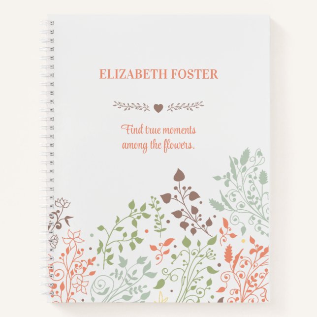 Boho Floral Inspiration Quote  Notebook (Front)