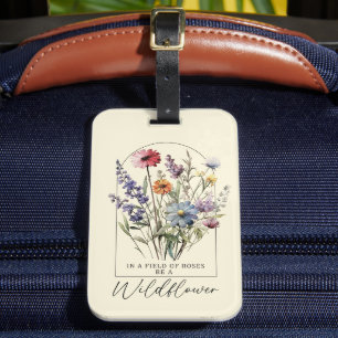 Boho Floral Inspirational Wildflower Quote Luggage Tag