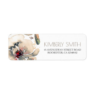 Boho Floral Ivory Blush Watercolor Elegant Wedding Return Address Label