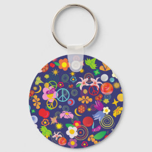 Boho floral key ring