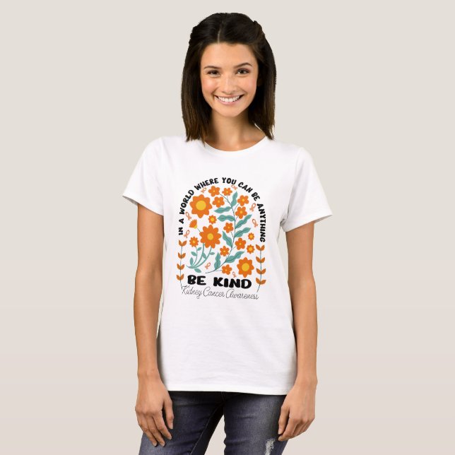 Boho Floral Kidney Cancer Be Kind T-Shirt (Front Full)
