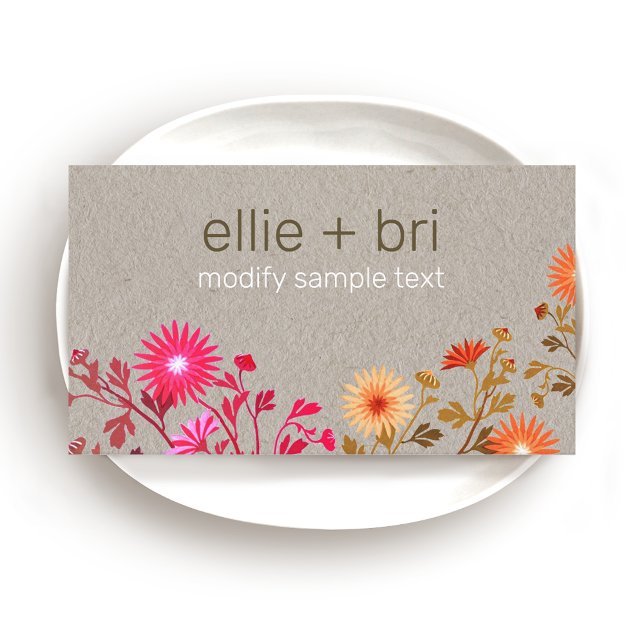 Boho Floral Kraft Business Card (Creator Uploaded)