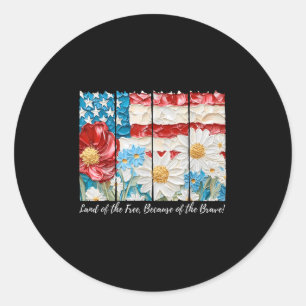 Boho Floral Land Of The Free Because Of The Brave Classic Round Sticker