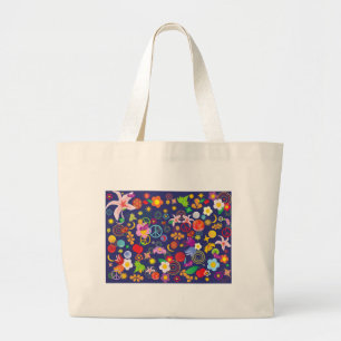 Boho floral large tote bag