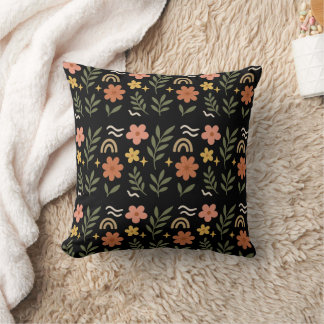 Boho Floral Leaf Pillow