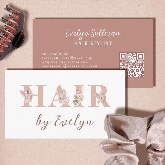 Boho Floral Letters Hair Business Card (Creator Uploaded)