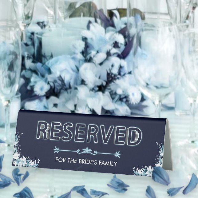 Boho Floral Light Blue Navy Wedding Reserved Seat (Creator Uploaded)