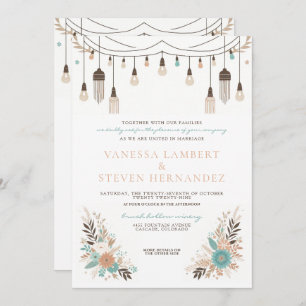 Boho Floral Lights Wedding Invitation