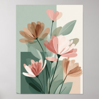 Boho Floral Line Art Print | Neutral Botanical Min