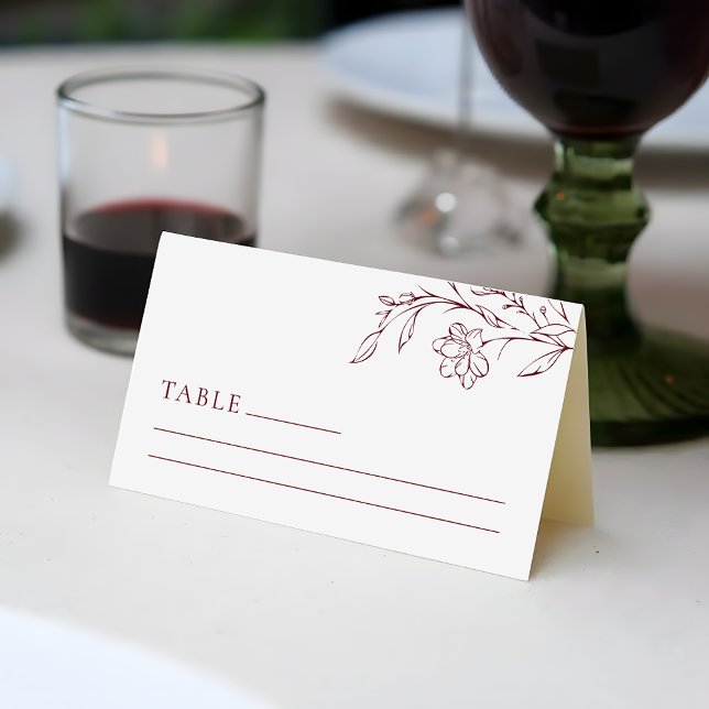 Boho Floral Line Art  Wedding Table Place Card (Creator Uploaded)