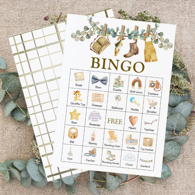Boho Floral Little Fisherman Baby Shower Bingo  (Creator Uploaded)
