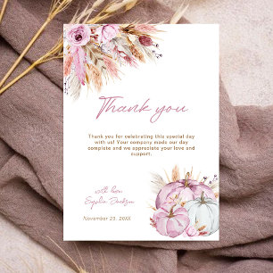 Boho Floral Little Pink Pumpkins Baby Shower Thank You Card