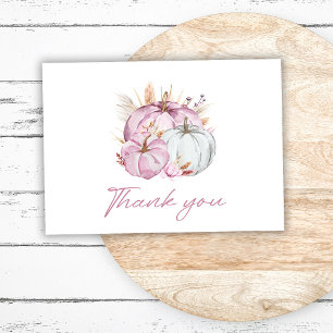 Boho Floral Little Pink Pumpkins Baby Shower Thank You Card