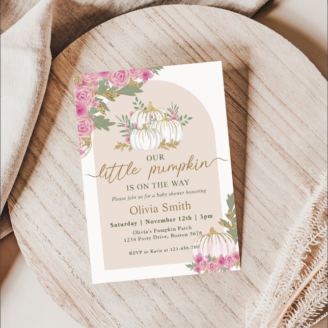 Boho Floral Little Pumpkin Baby Shower Invitation (Creator Uploaded)