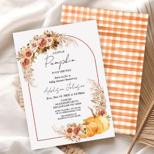 Boho Floral Little Pumpkin Baby Shower Invitation