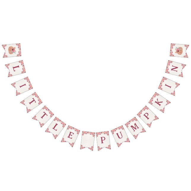 Boho Floral Little Pumpkin Birthday Bunting Banner