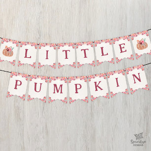 Boho Floral Little Pumpkin Birthday Bunting Banner